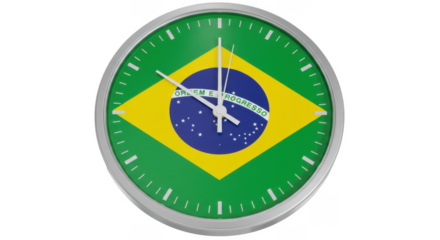 Brazilian Flag Clock Showing Time National Symbol Decorative Timepiece.