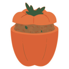 Punjene paprike Croatian Stuffed Peppers food flat color vector illustration template design