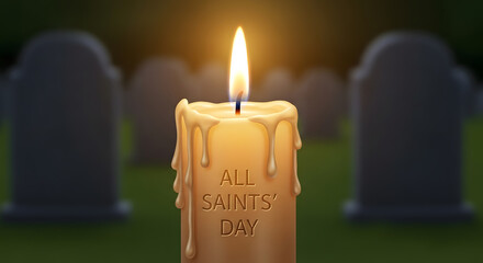 All Saints' Day Candle in Cemetery