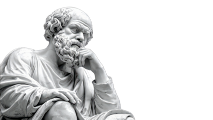 Thoughtful Classical Sculpture of Bearded Man in Deep Reflection with Hand on Chin