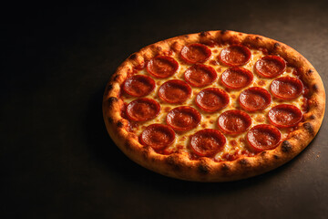 Pepperoni Pizza with Melted Cheese and Crispy Crust. Delicious Fast Food