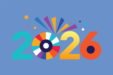 Obraz premium Colorful 2026 Happy New Year Vector Design 