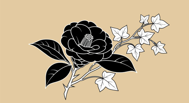 camellia flower tattoo stencil