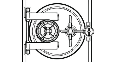 Secure bank vault door with combination lock and handle, representing safety and protection of assets.