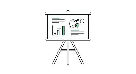 Presentation board displaying charts and diagrams, illustrating business strategy and data analysis.