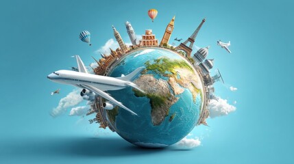 Naklejka premium world travel airplane journey adventure