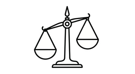 Simple line drawing of a balanced scale representing justice and fairness
