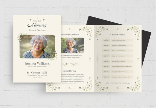 Classic Funeral Program with Elegant Floral Motifs