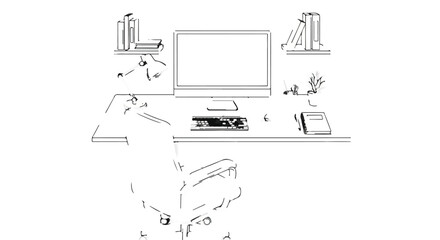 Clean workspace with computer and office supplies, ready for productivity.