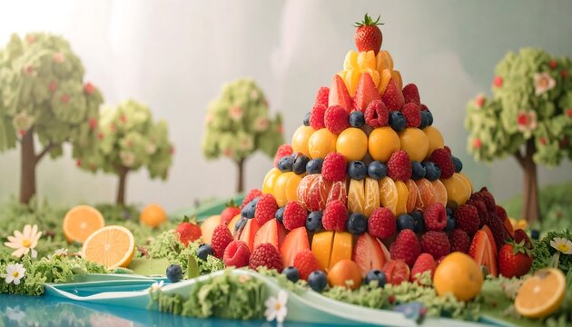 Fruit pyramid landscape display
