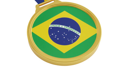 Fototapeta premium Brazilian Flag Medal A Symbol of National Pride and Achievement.