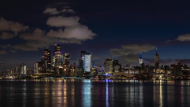 Sunrise from Hoboken Overlooking Hudson Yards and Manhattan Skyline Timelapse