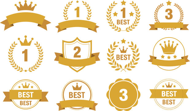 Golden Award Ribbons and Laurels Collection crown number one