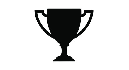 Simple black silhouette of a classic trophy cup on a white background, representing victory and achievement.