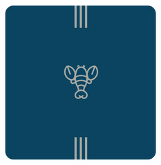 Logo homard idéal pour restaurant spécialité fruits de mer, poissonnerie, criée, marchand ambulant. Design vectoriel épuré pour branding, menu, enseigne, 