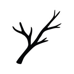 Fototapeta premium Striking silhouette of a branch featuring bare limbs against a stark white background