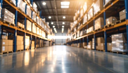 Fototapeta premium Abstract logistics space exploring industrial lighting in a modern warehouse setting