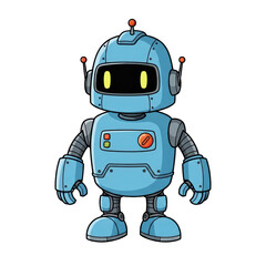 Fototapeta premium Cartoon illustration of a blue robot with a rounded body and head.
