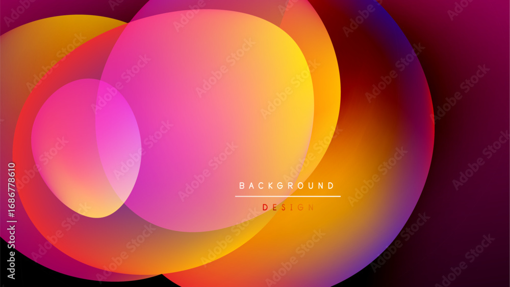 Poster abstract colorful overlapping circles. vibrant gradients create dynamic visual effect. modern design