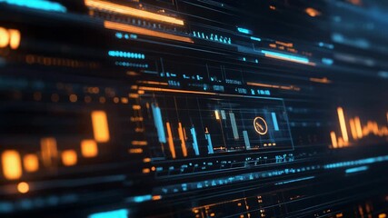 Futuristic interface displaying complex data analysis and processing information - Powered by Adobe