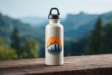Vinyl Sticker on Water Bottle in Outdoor Setting