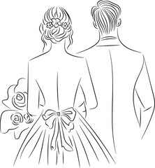 Elegant Bride and Groom from behind
