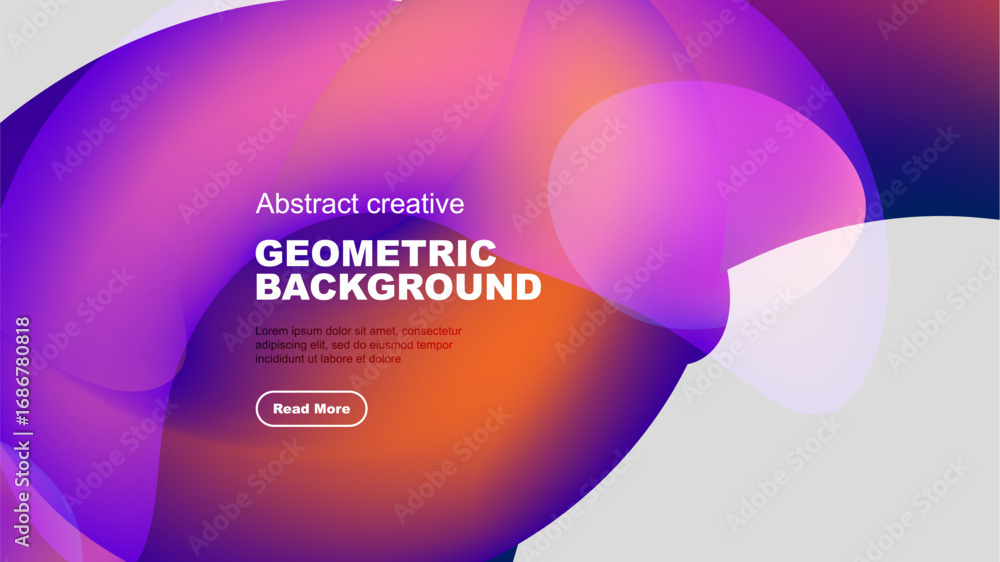 Poster vibrant abstract shapes overlap black background. gradient colors create modern geometric design. te