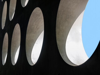 Cement concrete wall Round shape Geometric pattern Abstract background Architecture art