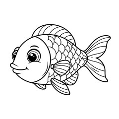 Cute cartoon goldfish illustration with big eyes and detailed scales perfect for children s books and designs