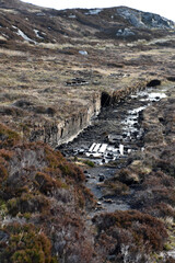 Bogs with Peat Harvesting Bricks in Scotland