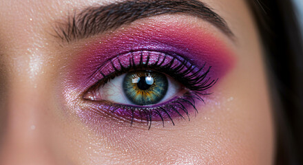 Eye Makeup Close-Up: Vibrant Pink and Purple