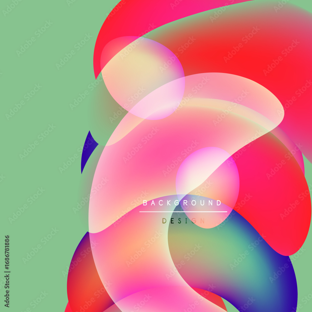 Aufkleber abstract colorful shapes overlap, creating vibrant visual effect. soft gradients blend, forming dyna