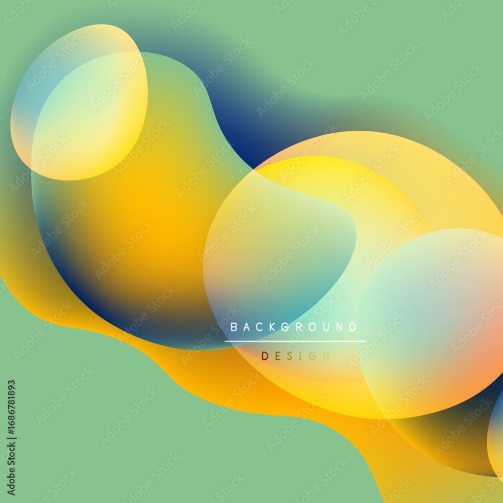 Aufkleber abstract fluid shapes overlap, creating vibrant color gradients. soft hues blend, forming dynamic ba