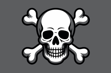 Vector Illustration of a Classic Skull and Crossbones Symbol
