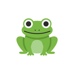 Adorable cartoon green frog with big eyes and a friendly smile isolated on a white background