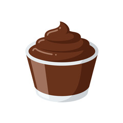 A delicious swirl of rich dark chocolate pudding or mousse served in a small brown cup