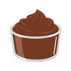 Delicious chocolate pudding dessert served in a white bowl with a swirl on top