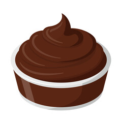 Rich dark chocolate mousse dessert served in a white rimmed bowl with a swirl on top