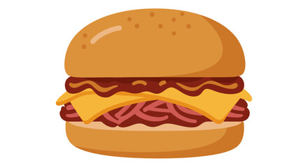 Deliciously stacked hamburger with melted cheese and savory sauce on a toasted bun