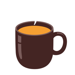Steaming hot cup of coffee in a dark brown mug with a white background and subtle swirls