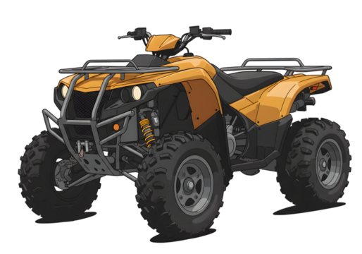 Isolated Vector Illustration Of A Yellow Pixelated All-Terrain Vehicle