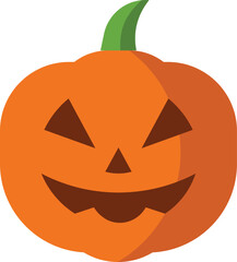 Smiling Halloween pumpkin jack o’ lantern vector illustration, spooky carved face for decoration and celebration