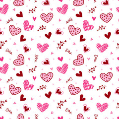 Valentine’s Day Seamless Pattern Digital Paper, Cute Hearts Love Backgrounds for Crafts and Scrapbooking