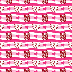 Valentine’s Day Seamless Pattern Digital Paper, Cute Hearts Love Backgrounds for Crafts and Scrapbooking