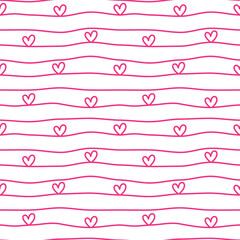 Valentine’s Day Seamless Pattern Digital Paper, Cute Hearts Love Backgrounds for Crafts and Scrapbooking