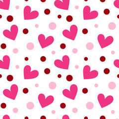 Valentine’s Day Seamless Pattern Digital Paper, Cute Hearts Love Backgrounds for Crafts and Scrapbooking