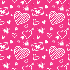 Valentine’s Day Seamless Pattern Digital Paper, Cute Hearts Love Backgrounds for Crafts and Scrapbooking