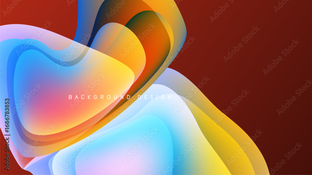 Poster abstract fluid shapes overlap, creating vibrant color gradients. design features smooth transitions,
