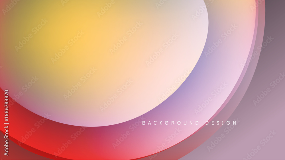 Poster abstract gradient shapes blend, creating smooth color transitions. background features warm, cool hu