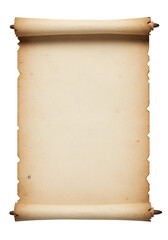 Isolated Vintage Scroll Paper with Wooden Rods Illustration on Transparent Background